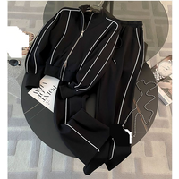 Clothing Fashionable Casual Age Reducing Stylish Zippered Sweatshirt Jacket Wide Leg Pants Two Piece Suit
