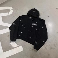 Fashion Hoodie Glitter Star Print & Lettering Trendy Streetwear Pullover & (Black Grey Red White S