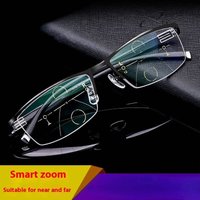Auto Focus Reading Glasses & Bifocal Light Blocking Computer Glasses Lightweight Titanium Frame Adjustable Progressive Lense