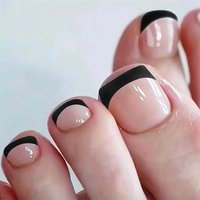 Toenail Manicure Sticker French Black Edge Wear Simple Temperament Joker European and American Foreign Trade ins Removable 24 Pieces