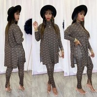 Fashion Printed Long sleeved T shirt Trousers Two piece Set