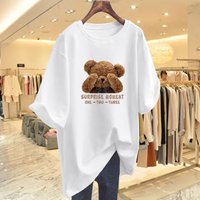 Clothing Pure Cotton Bear Print T Shirt Short Sleeved Loose Versatile Tops