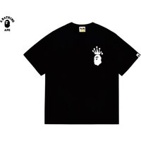 A BATHING APE BAPE-BAPE&Stussy Collaboration Stusey Letter Ape Man Crown Printed T-shirt Made Of Pure Cotton Fabric