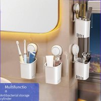 Wall-Mounted Toothbrush Holder With Suction Cups - No Drill Bathroom Organizer For Toothbrush & Toothpaste (Space-Saving Waterproof)