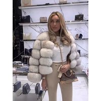 fashion warm stitching fox fur coat