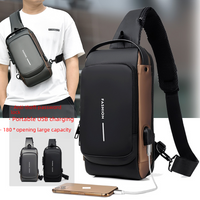 Men's Bag Shoulder Crossbody Bag Multifunctional Sports Waterproof Chest Backpack USB Charging Port Anti-theft Chest Bag