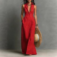 Summer Button Down Dress Women's Sleeveless Shirt Collar