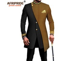 Men's clothing African men slim two piece set