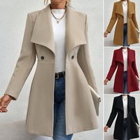 Elegant Women's Wool Coat Long Trench Coat With Notched Lapel Slim Fit Winter Overcoat For Ladies (Deep Red, Khaki, Camel, Black)