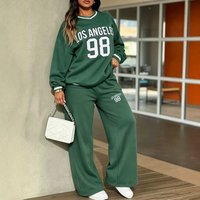 Women's Preppy Style Sweatshirt And Pants Tracksuit Loose Fitting Trendy Cool Autumn Winter Everyday Wear 3028 Print Set