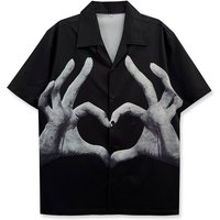 Men’s Clothing European Size Trendy Brand Niche Korean Hip Hop Short Sleeved Printed Shirt Men’s Beach Loose Casual Couple Shirt Women