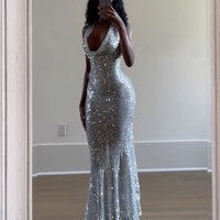 Clothing Suspenders Deep V Neck Slim Shiny Dress