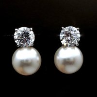Cao Shi Ruili Star Same Style Earrings Elegant Women's Simulated Pearl Single Diamond Earrings Fashion Dinner Earrings