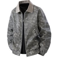 Autumn Winter Trendy Brand American Tooling Jacket Retro Short Leather Jacket High Street Old Design Jacket