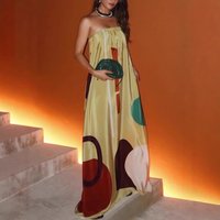 Clothing Spring Summer Fashion Printed Sleeveless Dress Pocket Holiday Long Dress