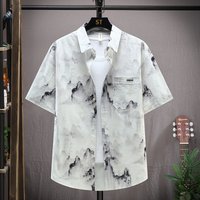 Clothing Summer Lapel Casual Short Sleeved Shirt Trendy Personality Simple Ice Silk Shirt