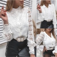 Women's Clothing Solid Color Lace V-neck Cardigan Shirt