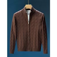 Men's Slim Fit Stand up Collar Sweater Twisted Half Zip Knit Base Layer Trendy Wool Sweater for Autumn And Winter
