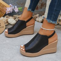Women's Shoes Wedge Sandals For Women New Style Fashionable Thick Soled Slippers With One Line High Heels And Lightweight Women's Slippers