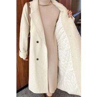 Clothing Large loose cotton thickened suit collar woolen coat mid length plush woolen coat quilted lining