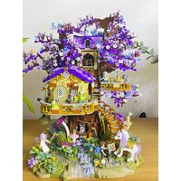 Elf Tree House Building Blocks Toys Ambient Light + Acrylic Board Assembling Lego Toys Christmas Gifts Holiday Gift Selection
