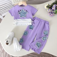Mother & Short Sleeved Shirt Stylish Star Printed Outfit Set Short Sleeve Top + Vest + Pants Soft Cotton Comfort 6M 3Y