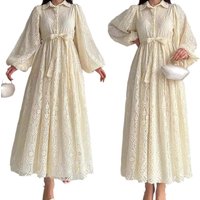 Women's Clothing Middle Eastern Muslim New Hot Style Lace Lapel Robe Fashionable And Elegant Dress