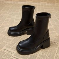 Chunky High heeled Fleece Mid calf Boots 2025 1 Autumn Winter Style