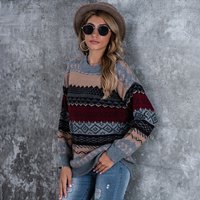 sweater lozenge jumper lazy style loose sweater