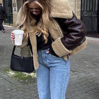 Winter new fashion Maillard style fur motorcycle jacket jacket