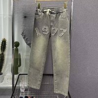 Clothing trendy summer style personalized letter jeans hip hop ins trend high street trend handsome trousers