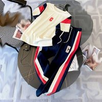 Clothing Cross border fashion sportswear suits summer style loose slim short sleeved wide leg trousers two piece suit