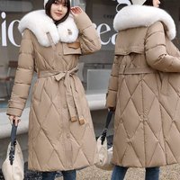 Korean Style Oversized Knee Length Cotton Coat – Winter Plush Jacket Luxe Fur Collar 