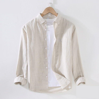 Clothing Lightweight Linen Long Sleeve Shirt Breathable Cotton Linen Blend Casual Slim Fit Comfortable & Stylish Spring & Summer