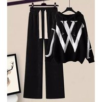 Clothing Slim Hooded Sweaters Casual Wide Leg Pants Fashionable Two Piece Suits