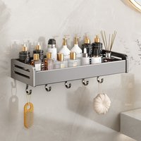 Aluminum Bathroom Shelf Hooks Wall Mounted Organizer Towels Toiletries & Cosmetics 