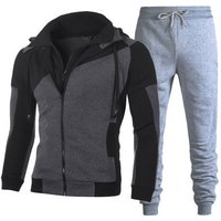 Clothing Zipper Shirt Foreign Trade Double Zipper Sweatshirt Patchwork Slim Fit Hooded Cardigan Sweatshirt Suit