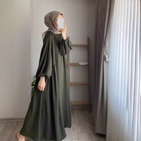 Women’s Clothing 2024 Spring And Autumn New Muslim Women’s Wear Pure Color Elegant Fashion Loose Pullover Dress Lantern Sleeve Long Skirt