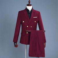 CT Formal Set Double Row Gold Buttons Suit Party Performance Host Singer Annual Meeting Costume Studio