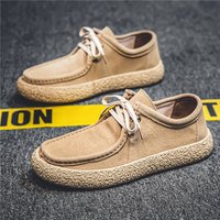 Sanded leather men's fashion shoes soft soled casual shoes men slip-on bean shoes men