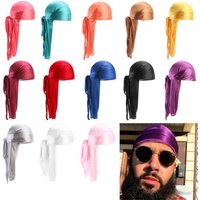 XinWq Solid Color Silky Bandanna Turban Hat Breathable Unisex Biker Headwear Headband