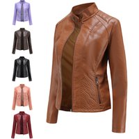casual leather jacket thin jacket long sleeve biker jacket