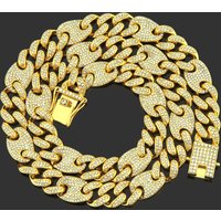 Trendy Diamond-Studded Pig Nose Buckle Chain Necklace For Men, Exaggerated Cool Hip-Hop Coffee Bean Pendant