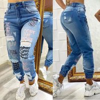 Clothing Fashion Letters Cut off Ma Liu Small leg Jeans Independent Station International Station Ready made