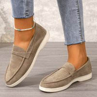 SHLIANG New Women Loafers Shoes Brand Casual Flat Shoes Leather Cashmere Single Shoes Ladies Walking Non Slip Chaussure Femme S139A