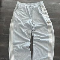 Men's Clothing Sports Pants Pure Cotton Heavy Loose Wide Leg Trousers Side Striped Sweatpants Drop Feel Straight Pants