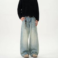 Clothing Retro Washed Denim Mopping Pants Trendy Brand Loose Couple Casual Versatile Straight Wide Leg Trousers
