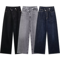 Clothing Style Fashion Double Breasted High Waist Wide Leg Jeans