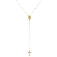 Vintage Gold/Rose Gold Christian Cross Bohemia Religious Rosary Pendant Necklace For Women Charm Jewelry Gifts