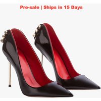 【Pre sale Ships 15 Days】Fashion Single Shoe Pointed Metal Slim Heel Foreign Trade Shoes High Heels